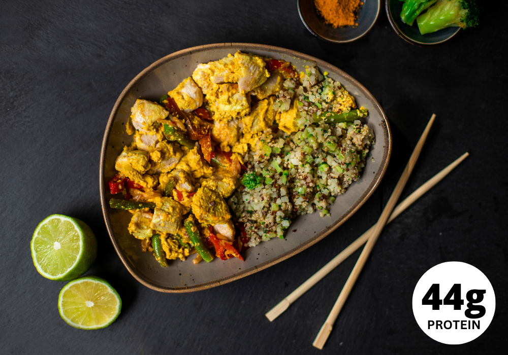 Yellow curry with chicken breast