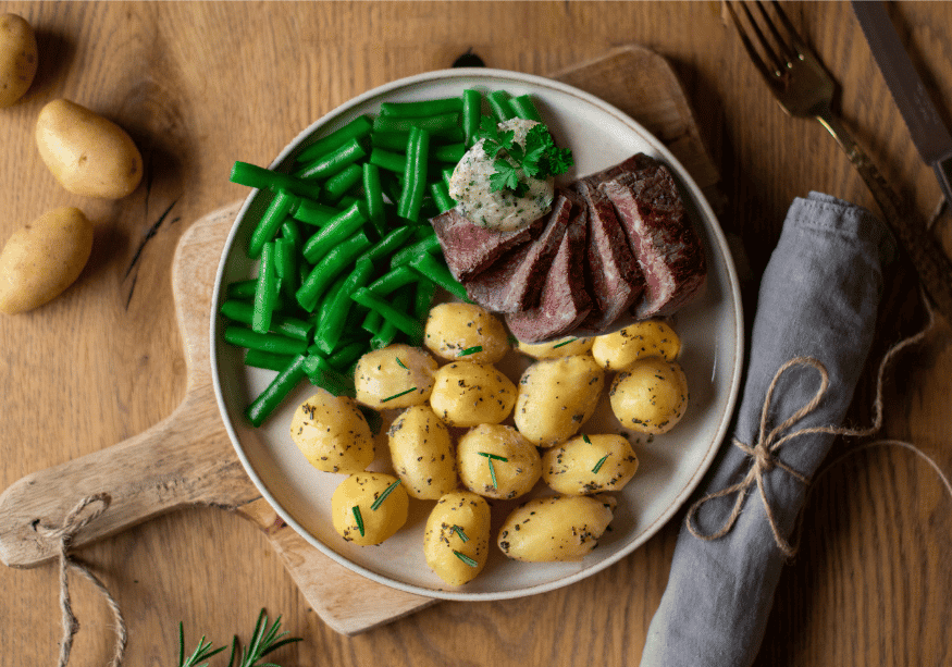 Rump steak with rosemary potatoes