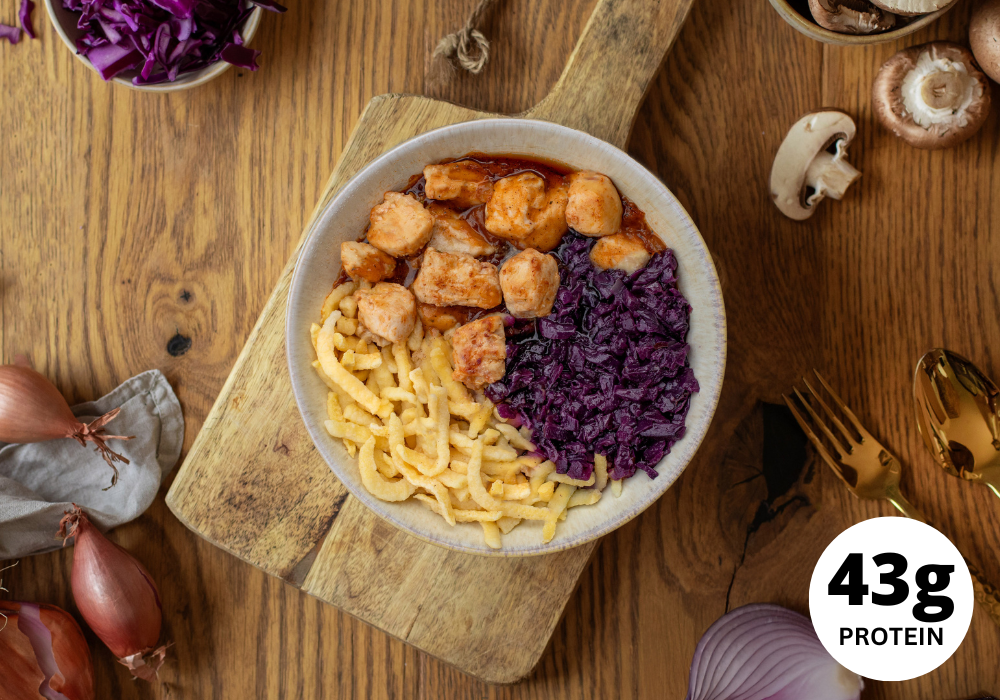 CH: Hähnchen mit Rotkohl & Spätzle