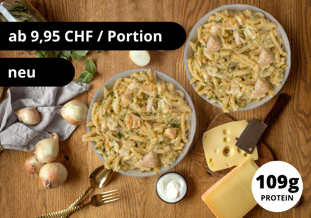 CH: Käsespätzle mit Hähnchen (XL, 2 Portionen) – prepmymeal