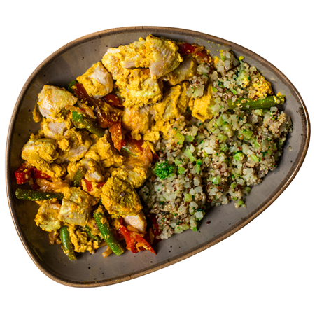 Yellow curry with chicken breast