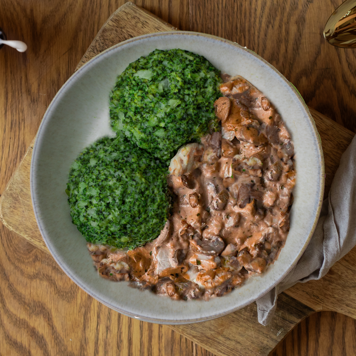 CH: Chicken breast with mushroom cream sauce