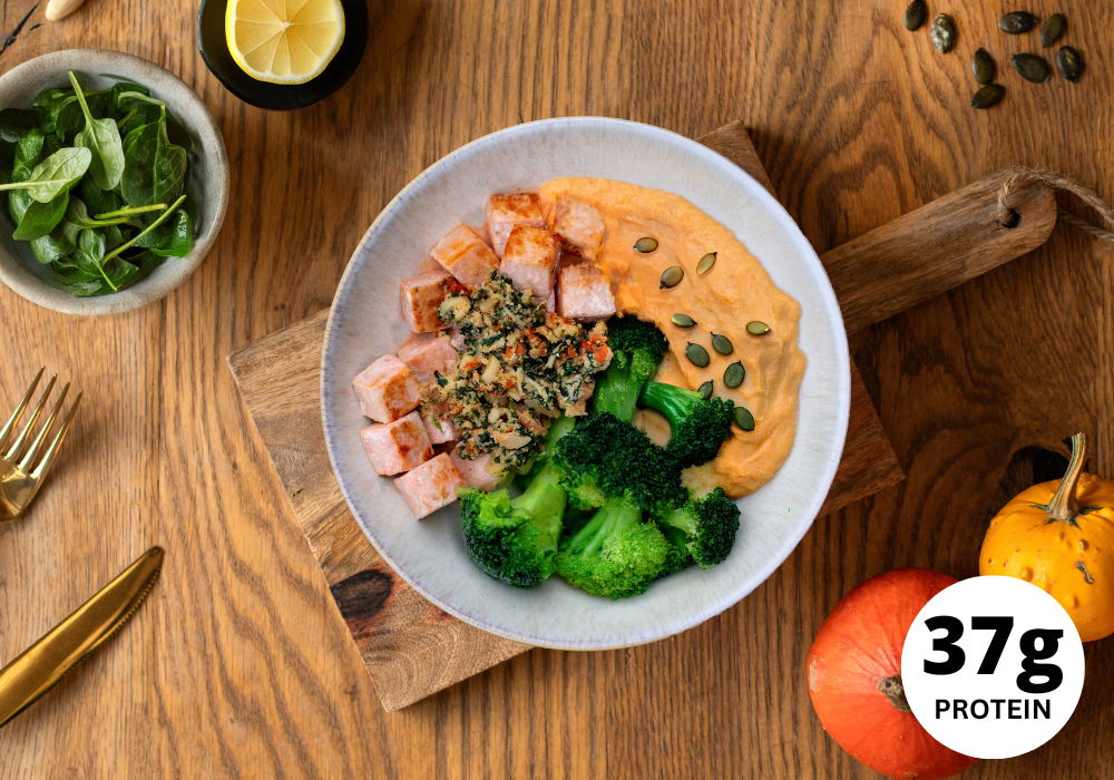 CH: Salmon with pumpkin puree