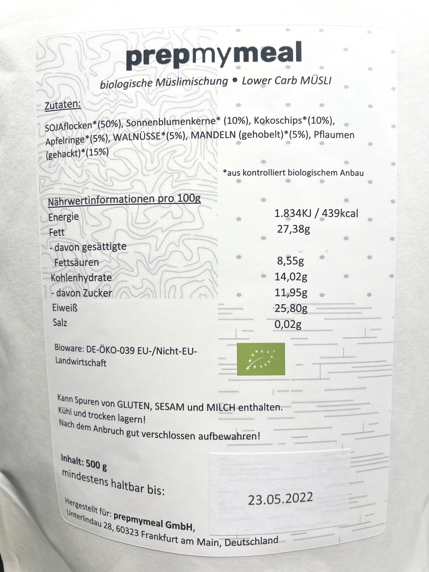 Lower carb muesli