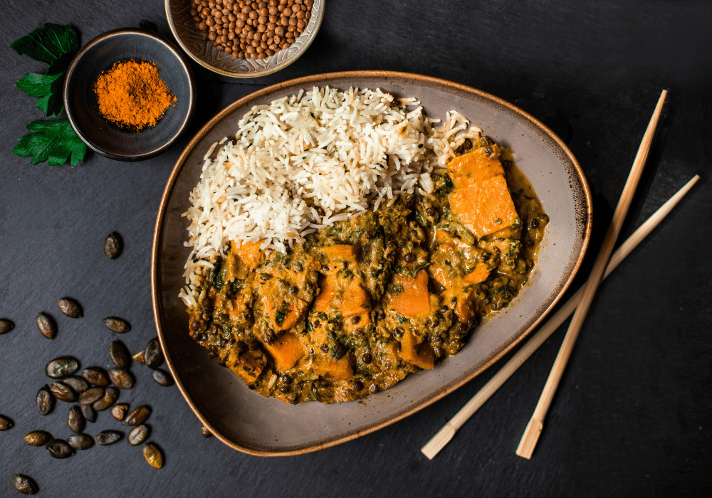 🌱 Pumpkin sweet potato lentil curry