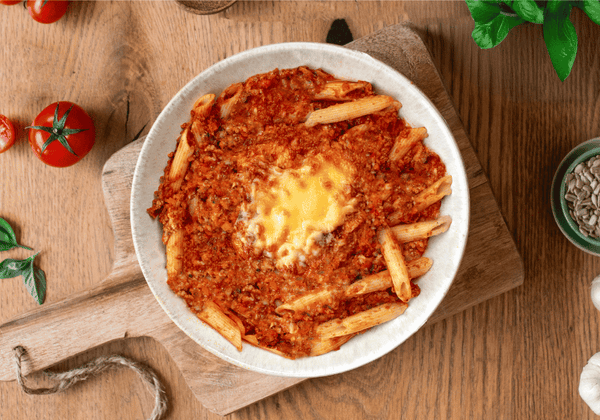 CH : Penne protéinées avec sauce bolognaise végétarienne