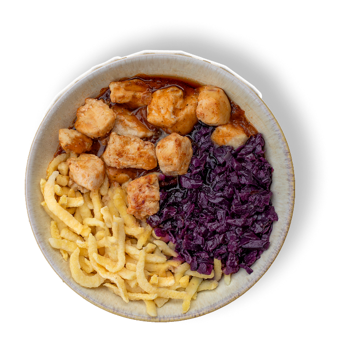 Poulet au chou rouge & spätzle