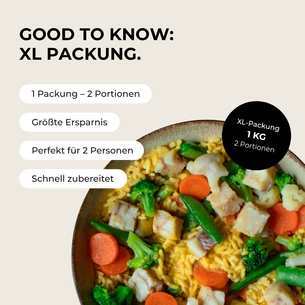 Lieu noir, riz & légumes (XL, 2 portions)