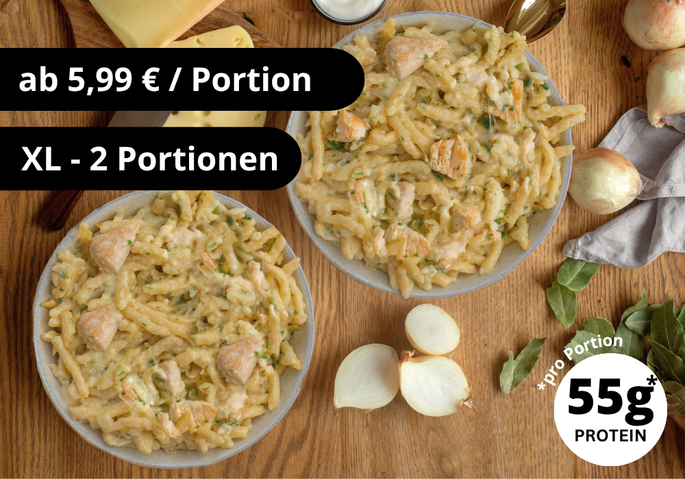 Käsespätzle mit Hähnchen (XL, 2 Portionen)