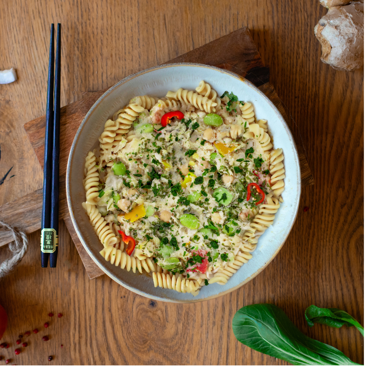 Protein Fusilli mit Zitronengras-Sauce