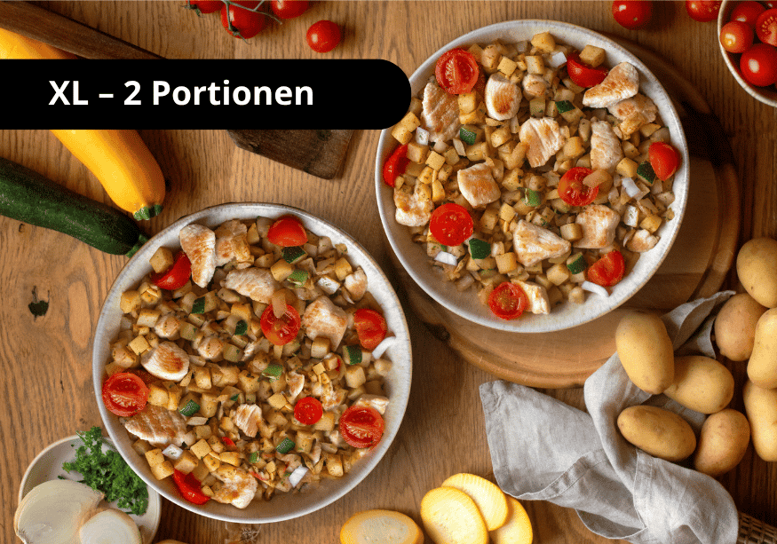 Bratkartoffeln mit Hähnchen (XL, 2 Portionen)