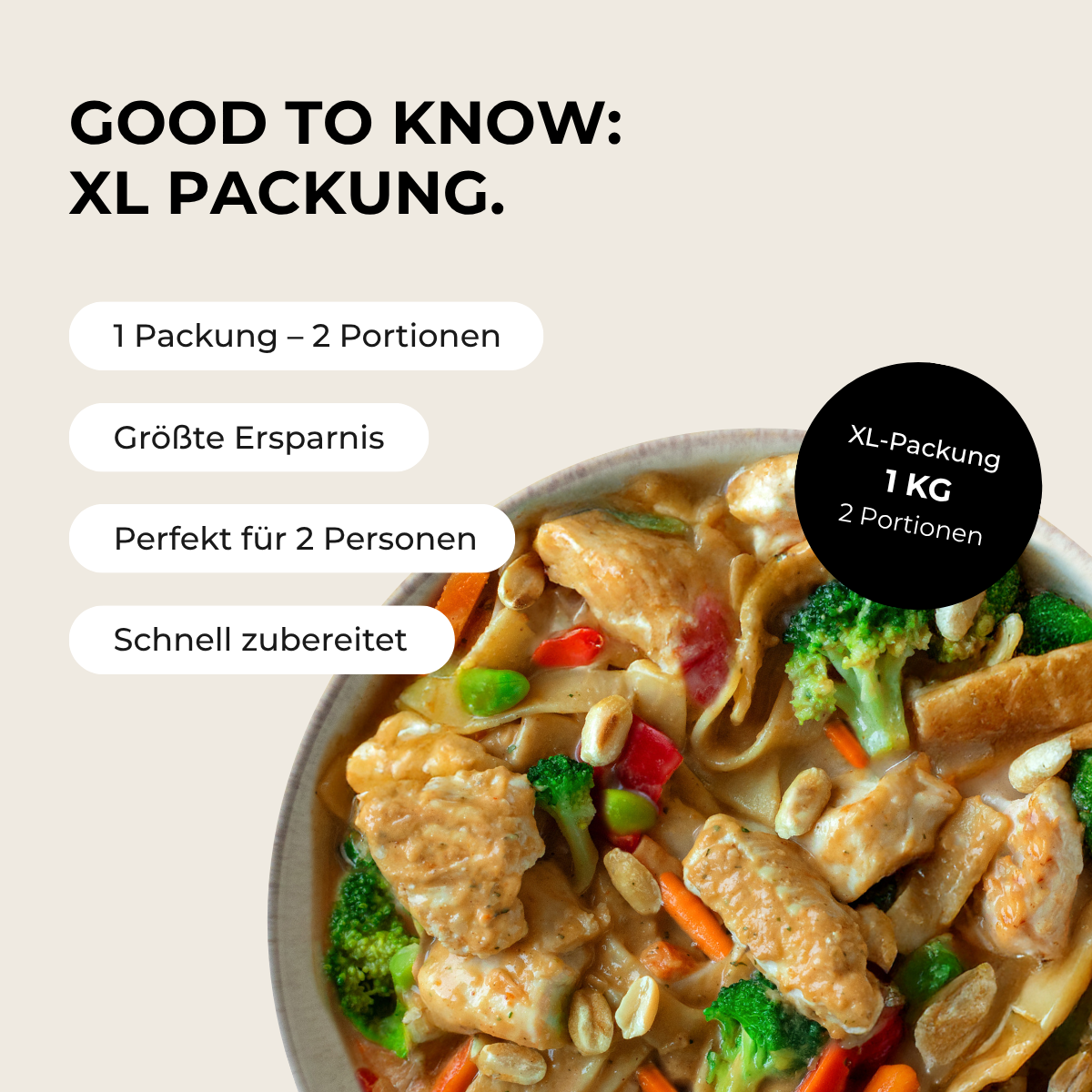 Asia Nudeln in Erdnusssauce (XL, 2 Portionen)