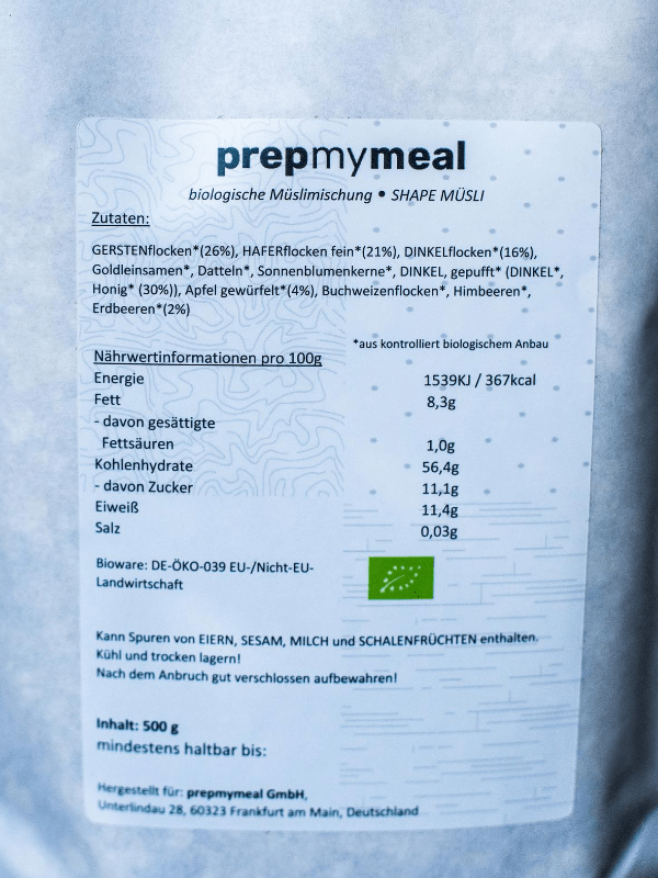 6er Pack prepmymeal Shapemüsli